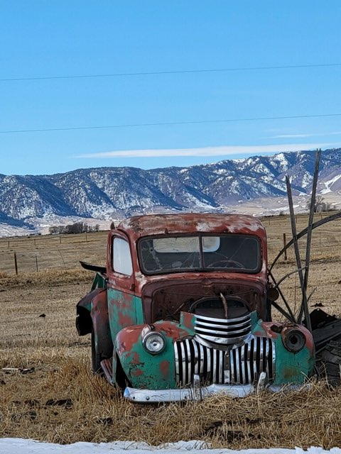 Old truck, mountains